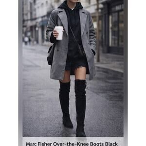 Marc Fisher Over-the-Knee Boots Black Low Heel Thigh High 5.5 Like New